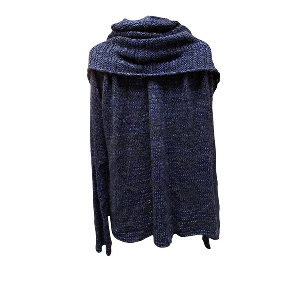 Giorgio Armani Cardigan Sweater Blue Black Womens 46 Open Waterfall Preppy Italy - Picture 3 of 12